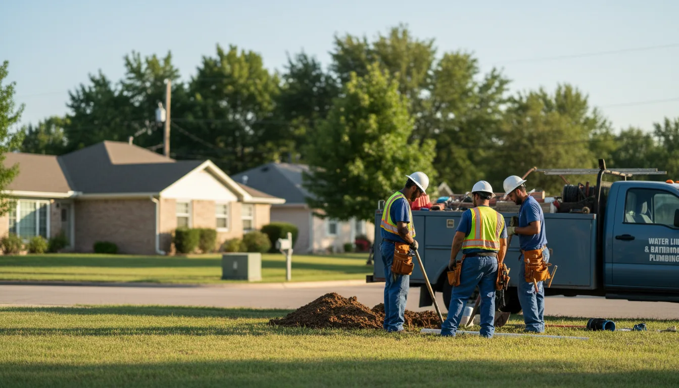 Residential water line and bathroom plumbing service in Simms, TX